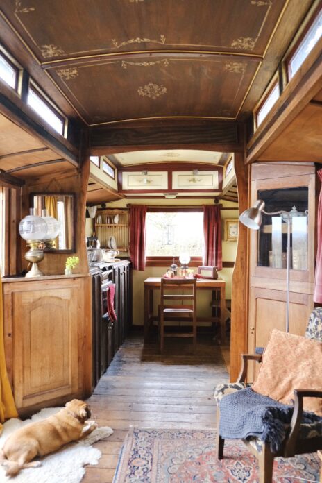 Wooden interior of wagon