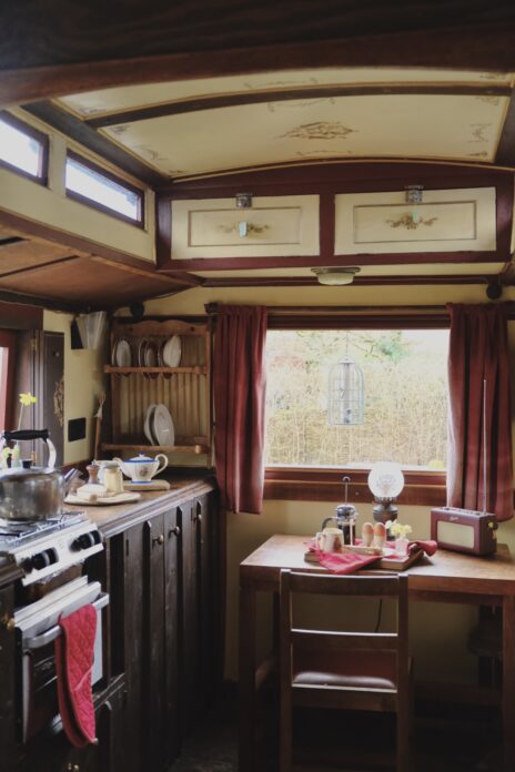 Kitchen area of wagon