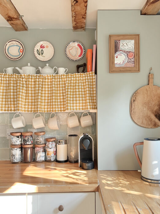 Kitchen counter details at Spring Cottage, Cotswolds