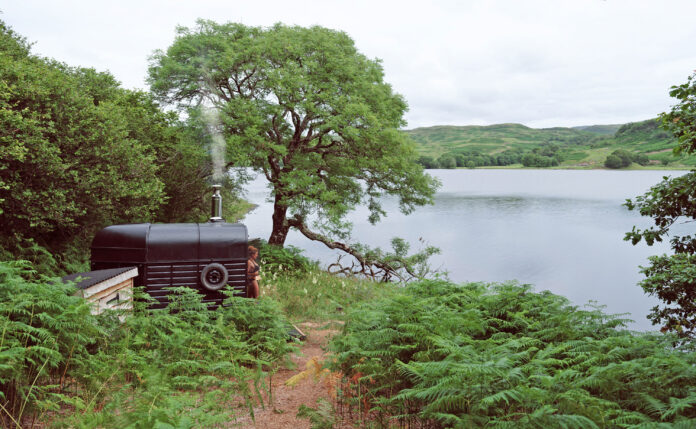 Cabins overlooking a lake